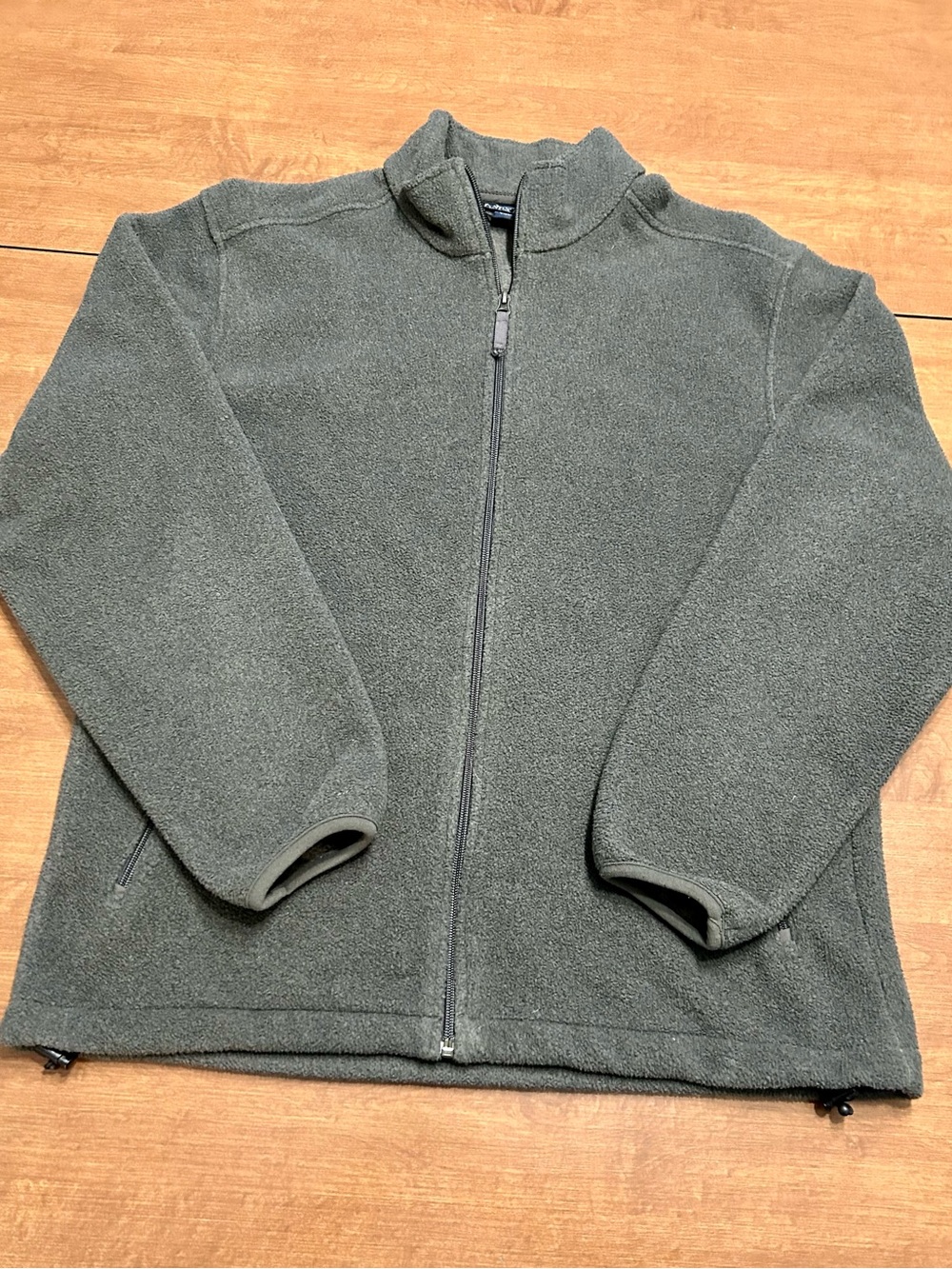Lands' End Men's Grey Full-Zip Fleece Jacket with Stand Collar